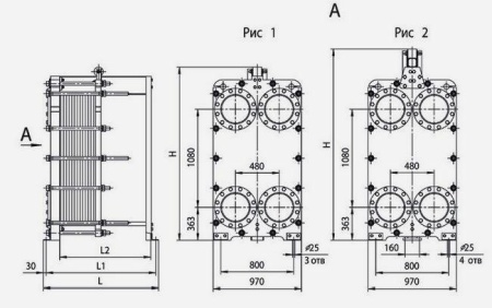 Разборный пластинчатый теплообменник Ридан НН 81 Ду 300