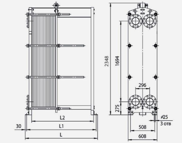 Разборный пластинчатый теплообменник Ридан НН 86 Ду 150