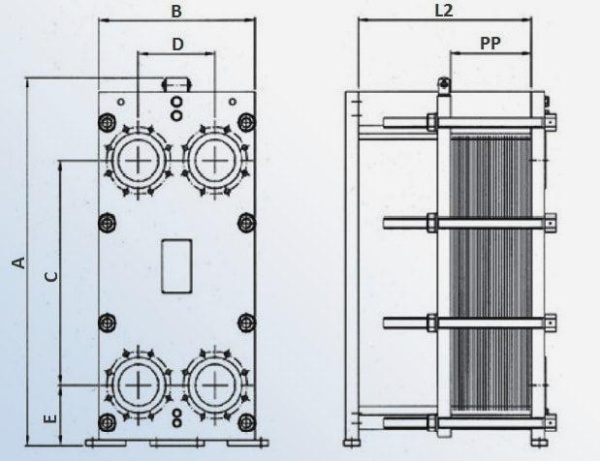 Разборный пластинчатый теплообменник Funke FP 81 Разборный пластинчатый теплообменник Funke FP 81